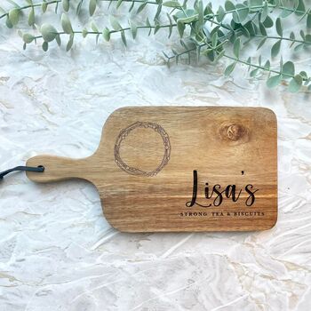 Mini Personalised Engraved Tea And Biscuits Board, 2 of 4