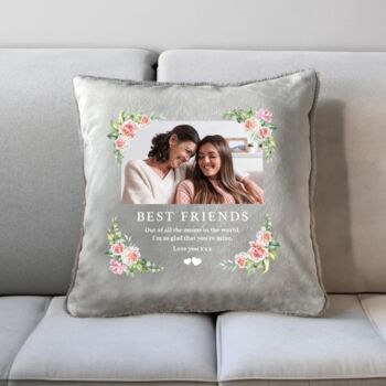 Personalised Photo Pink Floral Ashes Faux Fur Cuddle Cushion, 6 of 10