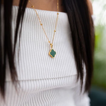 Green Aventurine Clover Necklace, 2 of 4