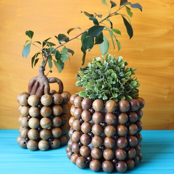 Handmade Wooden Beaded Plant Pot, 7 of 7