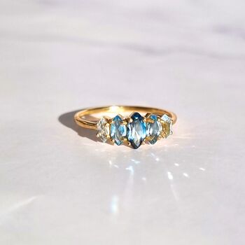 Ombre Blue Topaz Ring In Silver And Gold Vermeil, 4 of 11