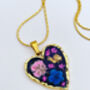 Heart Necklace With Flowers In Black Lacquer, thumbnail 2 of 9