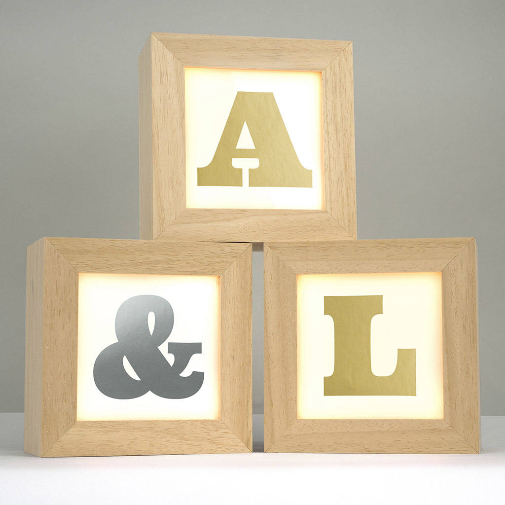 personalised metallic alphabet lightbox by sgt.smith