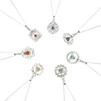 Chakra Charm Birthstone Necklace Sterling Silver / Gold Plated, 2 of 12