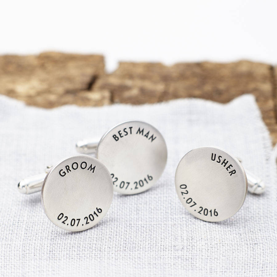Personalised Sterling Silver Wedding Party Cufflinks, 1 of 4