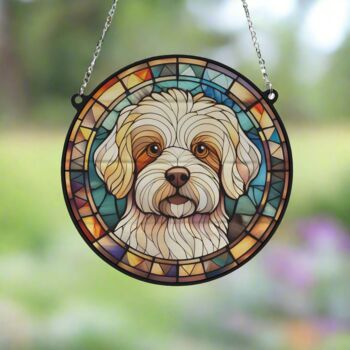 Bichon Frise Stained Glass Effect Suncatcher, 3 of 3