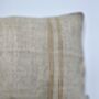 Oblong, Natural, Hemp, Neutral, Woven, Grain Sack, Striped Cushion With Cotton Reverse Trio Of Ochre And Brown Stripes Brown Middle, thumbnail 3 of 5