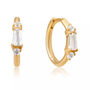 14k Solid Gold And White Topaz Dainty Hoop Earrings, thumbnail 1 of 4