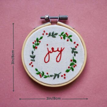 Mini Christmas Embroidery Kit Joy Wreath, 10 of 10