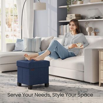 Foldable Storage Ottoman Footrest Bench, 4 of 9