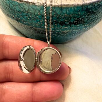 Protection Turquoise And Mother Of Pearl Silver Locket, 3 of 3