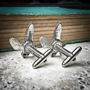 Barn Owl Cufflinks Antiqued Pewter, 2 of 2