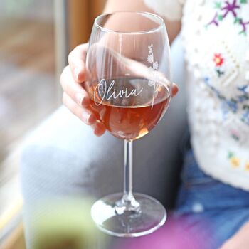 Personalised Birth Flower Wine Glass, 2 of 5