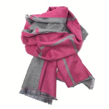 Cashmere Blend Check Reversible Blanket Scarf, 11 of 12