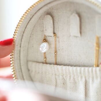 Round Natural Linen Jewellery Case, 6 of 7