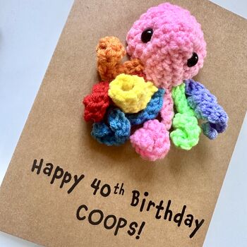 Personalised Name Age Octopus Crochet Birthday Card Handmade, 11 of 12