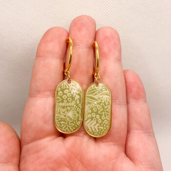Green Botanical Drop Statement Earrings For Her, 5 of 11