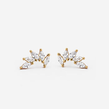 Bridal Leaf Shaped Stud Earrings With Marquise Stones, 4 of 4