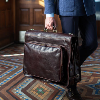 Personalised Large Leather Suit Carrier 'Rovello', 10 of 12