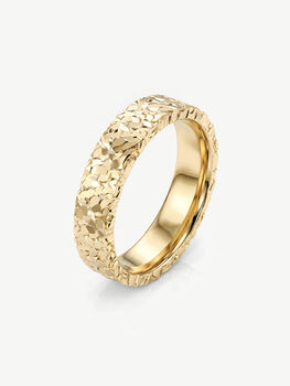 Gold Or Silver Textured Band Ring, 3 of 5