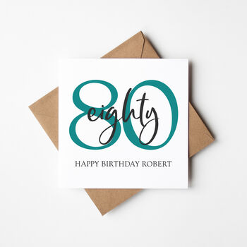 80th Birthday Card Choose Colour And Text, 4 of 5