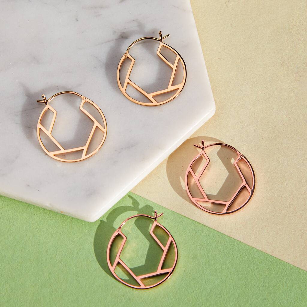 gold geometric hoop earrings