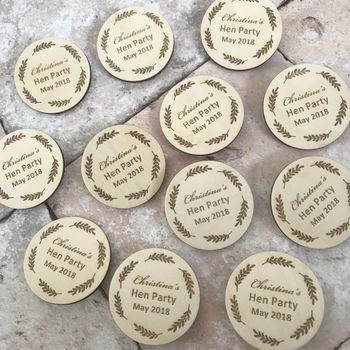 Personalised Hen Party Wooden Badges, 3 of 4