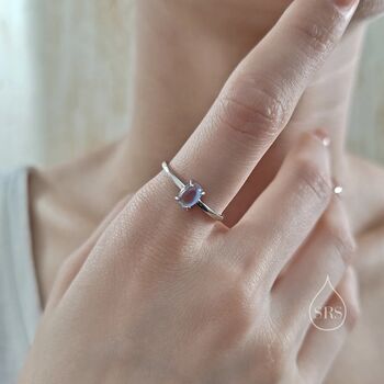 Sterling Silver Moonstone Oval Ring, 4 of 10