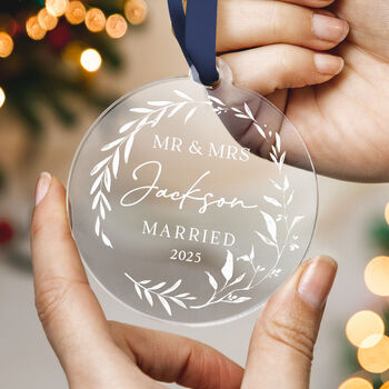 Personalised First Christmas Married Christmas Bauble, 8 of 10