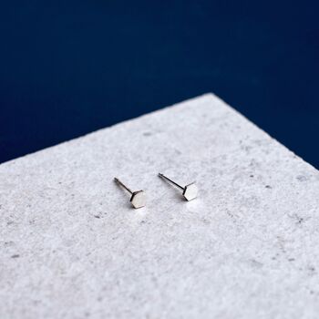 Sterling Silver Mini Hexagon Stud Earrings, 3 of 6