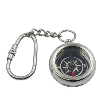 Personalised Silver Colour Compass Keyring, 2 of 12