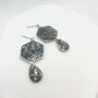 Black And Silver Foil Geometric Statement Earrings, thumbnail 5 of 10