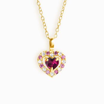 Red Heart Rhodolite Garnet Pendant Necklace In Silver And Gold, 6 of 12