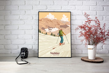 Verbier Ski Resort Switzerland Travel Poster Art Print, 3 of 6