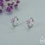 Sterling Silver Pink Crystal Cluster Huggie Hoop Earrings, thumbnail 1 of 10