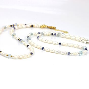 Simple Pearl And Gemstone Beaded Necklace, 8 of 12