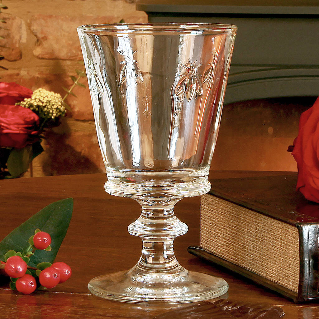 set of two honey bee stemmed wine glasses by dibor