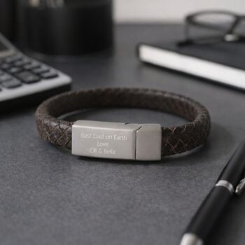 Gifts For Men Personalised Leather Bracelet, 5 of 11