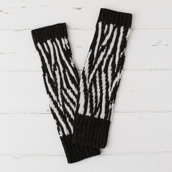 Zebra Lambswool Knitted Wrist Warmers, 7 of 12