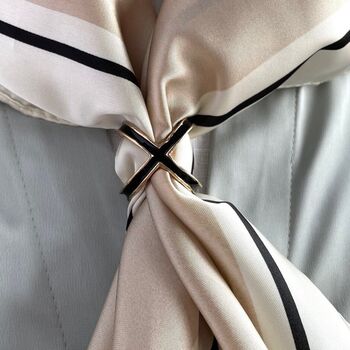 Enamel Four Way Scarf Ring Holder In Black Or White | Silk Scarf Ring / Scarf Buckle | Stylish Scarf Holder Gift For Her, 9 of 12
