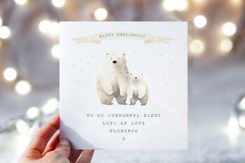 Personalised Polar Bear Mummy/Daddy Christmas Card *Fully Personalised, 2 of 2