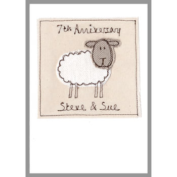 Personalised Sheep 7th Wedding Anniversary Card, 3 of 12
