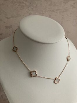 18 K Gold Plated Clover Necklace Rose Gold White, 4 of 5