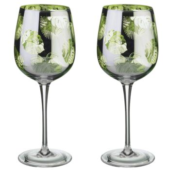 Electroplated Set Of Two Tropical Design Wine Glasses, 4 of 4