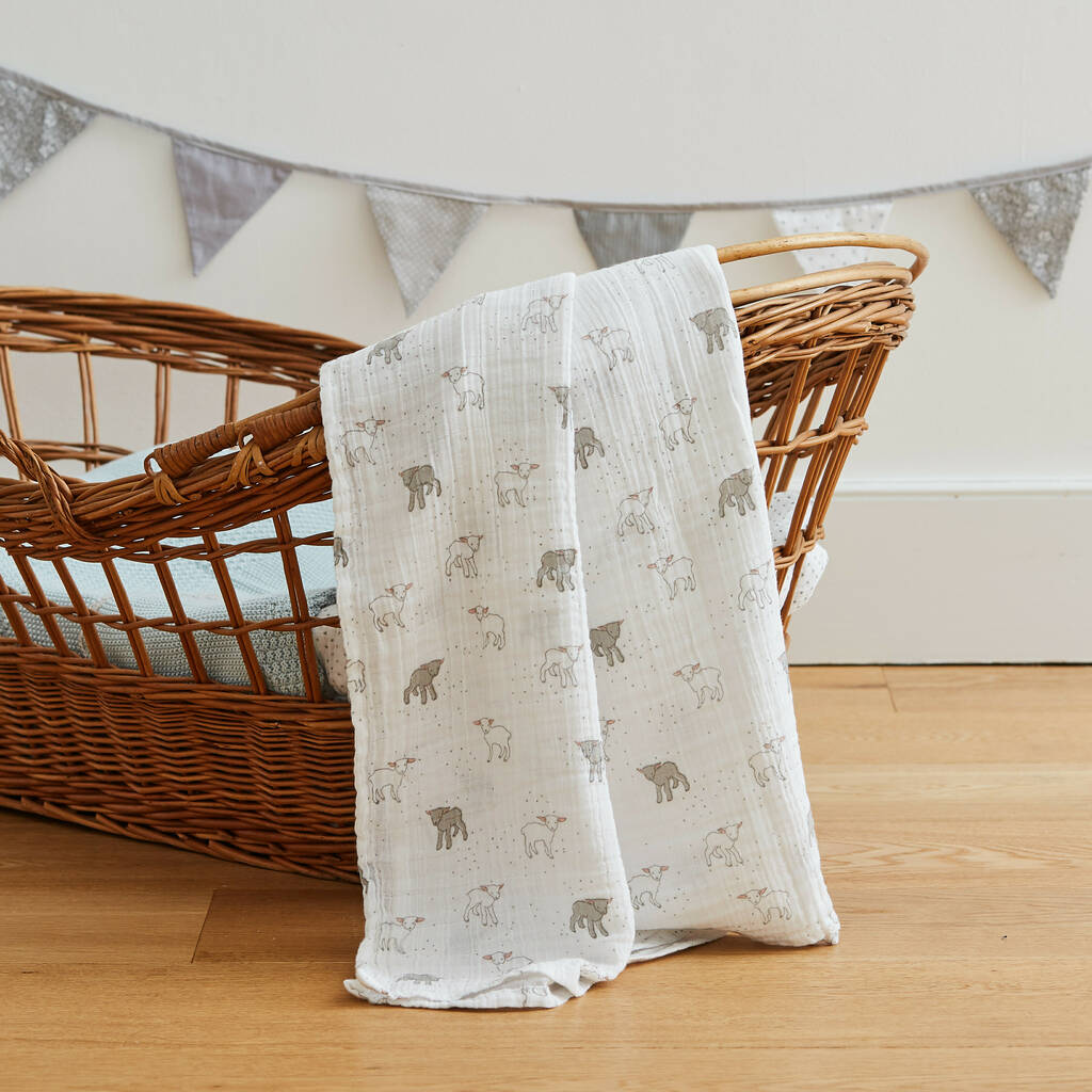 baby lamb muslin swaddle by albetta