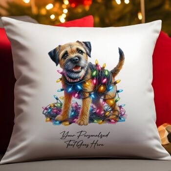 Personalised Border Terrier In Christmas Lights, 2 of 10