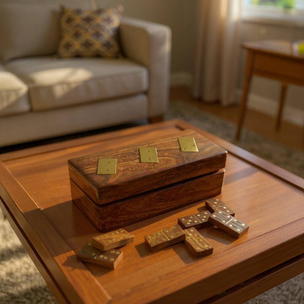 Wooden Birthday Gift; Wooden Dominos Game Set, 1 of 7