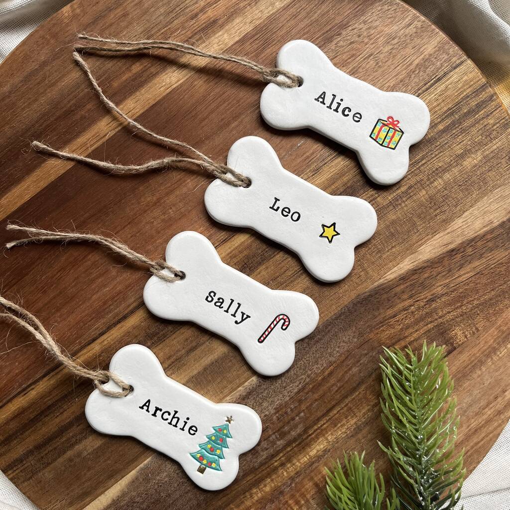 Personalised Clay Dog Christmas Decoration Bauble