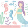 Fabric Mermaid Wall Sticker Set, thumbnail 2 of 3