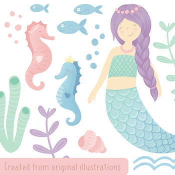 Fabric Mermaid Wall Sticker Set, 2 of 3